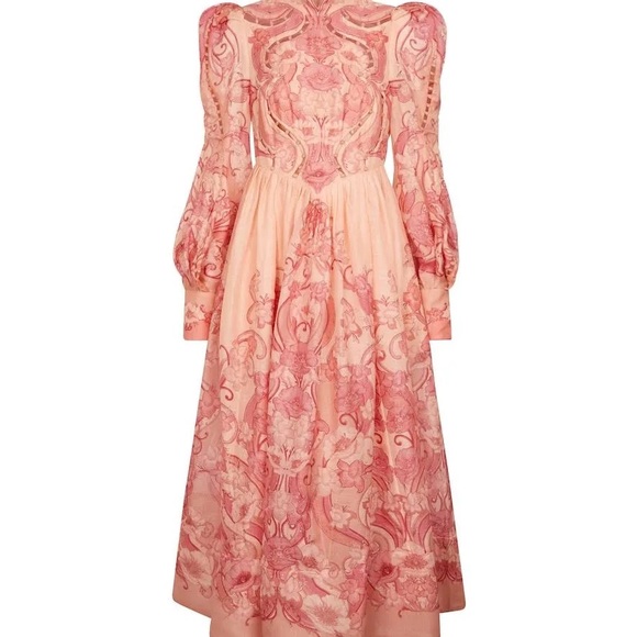 Zimmermann Pink Mock Neck Long Sleeve Gown - Picture 6 of 6